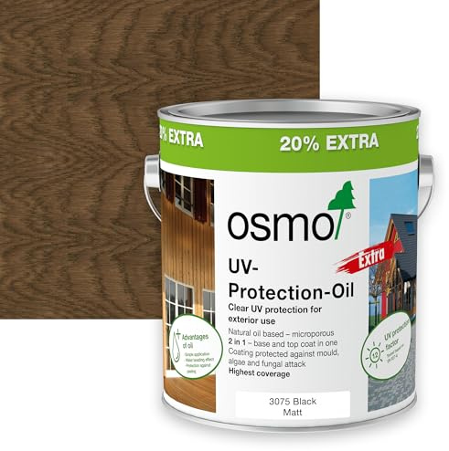 Osmo UV Protection Oil Extra, Exterior Wood Finish, Tinted, 3l (Matt, 3075 Black)