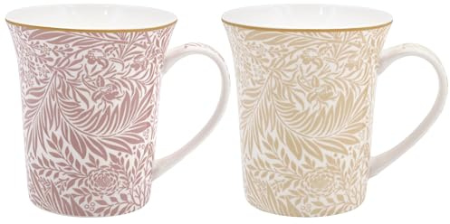 The Leonardo Collection Wm. Morris Assortments Fine China Larkspur Mugs Set 2 x 300ml for Hot & Cold Drinks | Durable Coffee Cups for Home & Office | Easy-to-Hold Coffee Mugs for Daily Use
