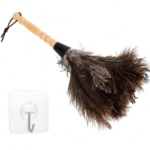 JYYWTSI Plumero Estilo Pluma de Avestruz Sintética, 35 cm Plumero con Mango de Madera, Limpiador de Polvo para Coche Interior Muebles Estantes Teclado Oficina Hogar Rincones Pequeños Decoración