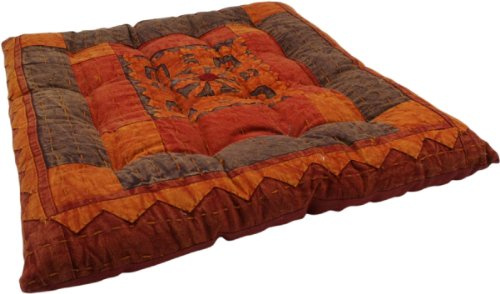 GURU SHOP Patchkwork Kissen, Stuhlauflage, Steppkissen, Bodenkissen - Orange, Size:40x40 cm