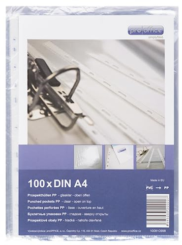 proOffice Prospekthüllen A4, glasklar 0,05 mm stark, 100 Stück