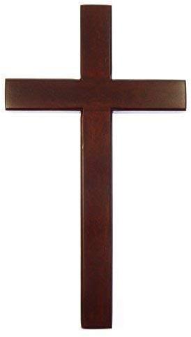 Shalom 20 cm Wood Mahogany Very Large Wall Hanging Cross Brown Wood