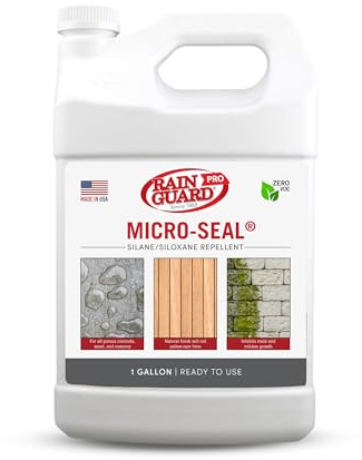 Rainguard Pro Micro-Seal, Surface Sealer for Water and Weather Damage, Ideal for All Porous Wood and Masonry Surfaces, Silane/Siloxane Water Repellent, Natural Finish, Ready to Use, 1 Gallon