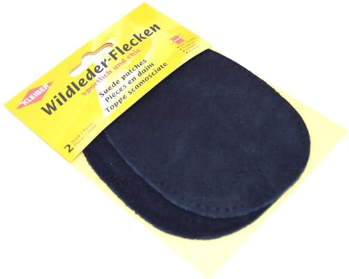 Kleiber + Co.GmbH Wildlederflecken Klein, ca. 12,5 cm x 10 cm, 2, Dunkelblau, Beige, Marineblau