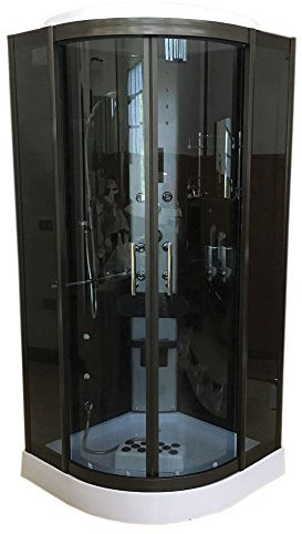 GRAFICA MA.RO SRL Duschkabine Hydromassage Chromotherapie Modell Vancouver 100 x 100 cm h 215 cm FÜR 2 PERSONEN Silver Glas