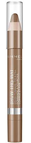 Rimmel London Brow This Way Brow Pomade Fix & Fill, Soft Brow Crayon, Medium Brown, 3.25 g