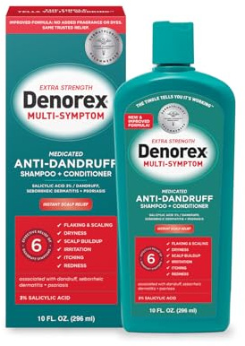 Denorex Extra Strength Multi-Symptom Anti Dandruff Shampoo & Conditioner Treatment, 3% Salicylic Acid Helps Relieve Moderate Symptoms of Dandruff, Seborrheic Dermatitis & Psoriasis, 10oz