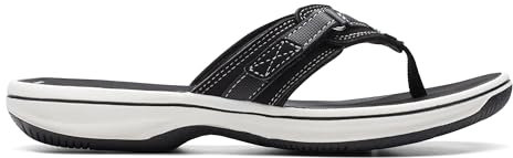Clarks Women's Brinkley Sea Flip Flops, Black Black Synthetic, 7 UK