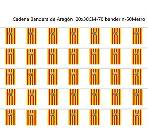 Durabol Cadena Bandera de Aragón Comunidades autónomas de España 70 Banderin 20 X 30 CM - 50 Metro (Aragón)