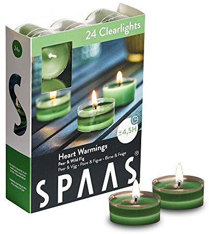 Spaas 24 Scented Clearlights, Tealights in Transparent Clear Cup, 4.5 Hours, Heart Warmings