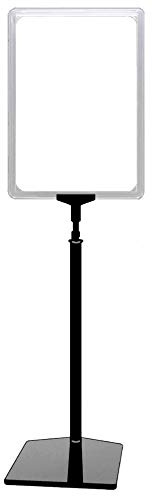 4 Plakatständer DIN A4 Rahmen transparent, Ständer Kunststoff schwarz, Teleskopständer mit Fuß eckig, Kundenstopper höhenverstellbar bis 68 cm, Aufsteller