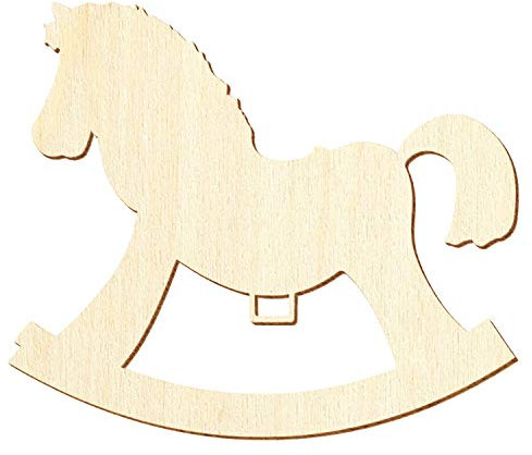 Holz Schaukelpferd V2-3-50cm Basteln Deko, Größe:38cm, Pack mit:25 Stück