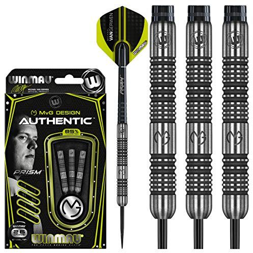 Winmau Michael Van Gerwen MvG Authentic 85% Tungsten Darts Set mit Prism Flights und Schäften (Stiele)