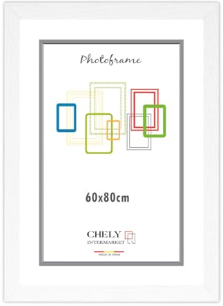 CHELY INTERMARKET MOD272 Marco Fotos Grande 60x80cm Galería Decorativo Color Blanco Estilo Moderno Clásico Madera Moldura Relieve Cuadro Horizontal Vertical Poster Diploma Pared Estético
