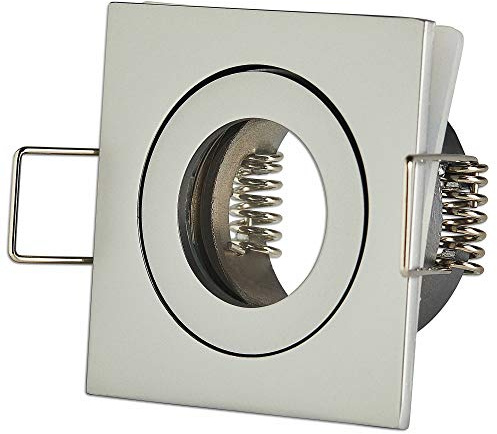 10x Einbaustrahler Rahmen Set Silber eckig IP-44 für Bad und Außen-Bereich - Einbaurahmen für GU11 MR11 Leuchtmittel 35mm - 40mm Bohrloch Badezimmer Einbau-Spot Strahler Einbauleuchte