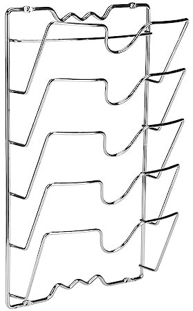 Porta Coperchi Pentole Verticale, Porta Coperchi a 5 Scomparti, Supporto Porta Pentole Salvaspazio con Accessori di Montaggio per Armadio da Cucina 43,4 x 27,8 x 9,7 cm
