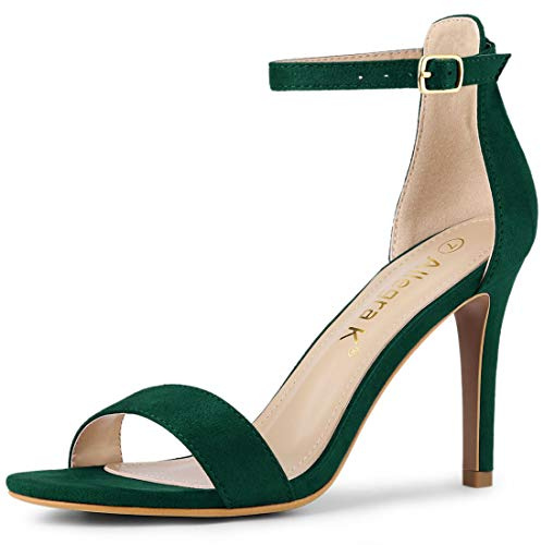 Allegra K Women Suede Ankle Strap High Stiletto Heel Open Toe Sandals | Faux Suede Vamp, Stiletto Heel, Open Toe, Comfortable Fit, Party, Date Night Ready, Adjustable Buckle Closure