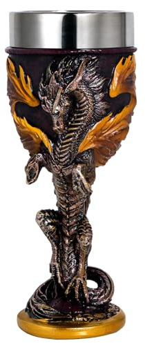 alikiki Flame Dragon Goblet Dungeons and Dragons Gift Chalice Wine Goblet- 7oz Stainless Steel Medieval GOT Dragon Game Cup of Thrones Merchandise Themed Party Decoration