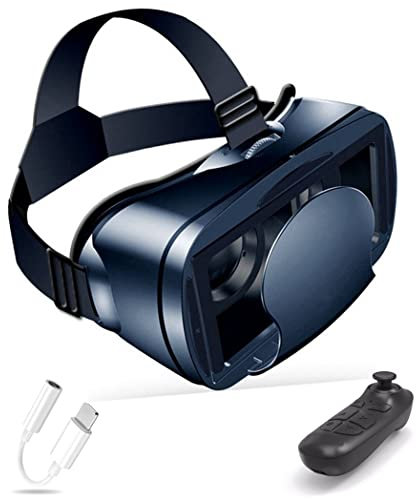 JYMYGS Gafas de Realidad Virtual, 3D VR Gafas con Controlador Bluetooth para Juegos Visión Panorámico VR Glasses para iPhone 13 Pro Max/13 Pro/13/12/11, para Samsung Galaxy S21, Huawei, Xiaomi