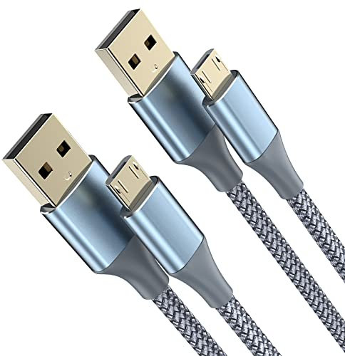 BJIDS Micro USB Cable 3M 2Pack Long Usb Micro Android Charger Cable Nylon Braided USB A to Micro Cord Compatible with Galaxy S7 S6 S5 J7 Edge Note 5,Kindle Fire,PS4 Controller,and More micro Usb-Grey
