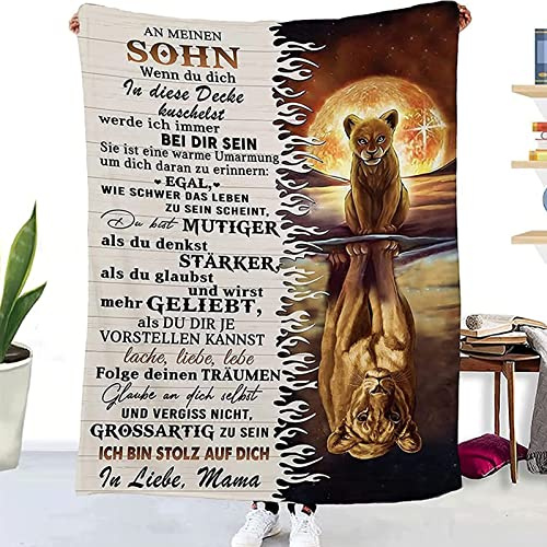 ZQYMM Personalisierte Decke Sohn Geschenke von Mama, 150X200cm Flanelldecke | Mutter Sohn Geschenke, Kuscheldecke Flauschige, Witziges Geburtstagsgeschenk für Meinen Sohn, 18 Geburtstag Junge