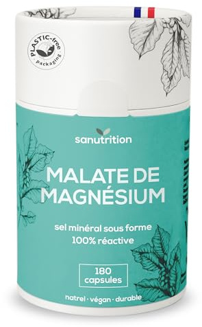 Magnesiummalat | 800 mg pro Kapsel | 180 Kapseln | Hochdosiert | Deckt zu 100% den Tagesbedarf an Magnesium | Mit besonders guter Verträglichkeit | Vegan | In der Papierdose