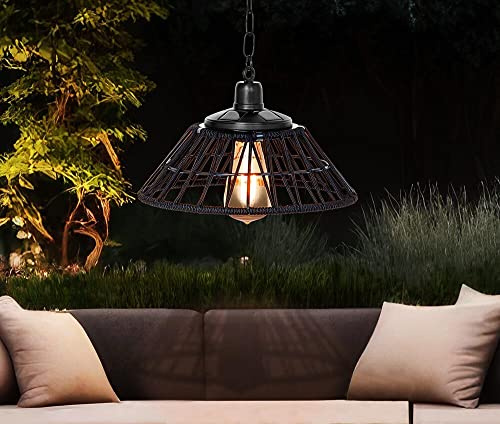 zeitzone Solar Hängelampe Vintage-Stil Industrial Outdoor Hängeleuchte Warmweiß Schwarz 29cm