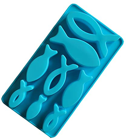 HCHZSH123 Fisch-Silikonformen für Schokolade, Eis, Kuchen, Pudding, Seife, Epoxidharz und Gießformen für Gips, Beton, Blau, HCHMJ0328