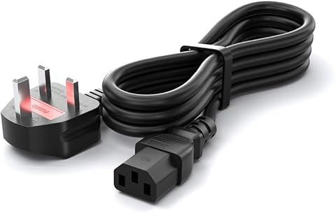 CYD 6ft (1.8m) C13 Computer Power Cable, 18AWG, BS 1363 to IEC C13, 10A 250V, Black Replacement AC Power Cord, UK Power Cord, PC Power Supply Cable, TV/Monitor/Printer/Game Console Power Cable, 1 Pack