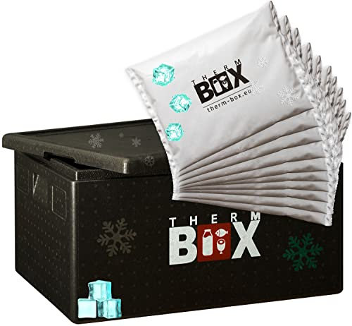 Therm Box Styroporbox B80 mit 10x Kühlakku 80L Kühlbox Innen: 62,5x42,5x32cm Transportbox Wiederverwendbar für E3 Kiste