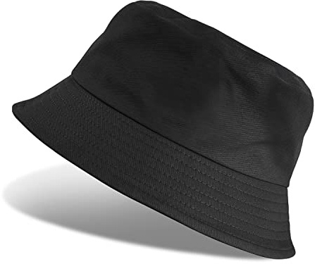Tuopuda Sombrero del Pescador Algodón Unisex Bucket Hat Plegable De La Sonrisa del Casquillo De Sun Sombrero Al Aire Libre para Senderismo Camping y Playa(Negro-A)
