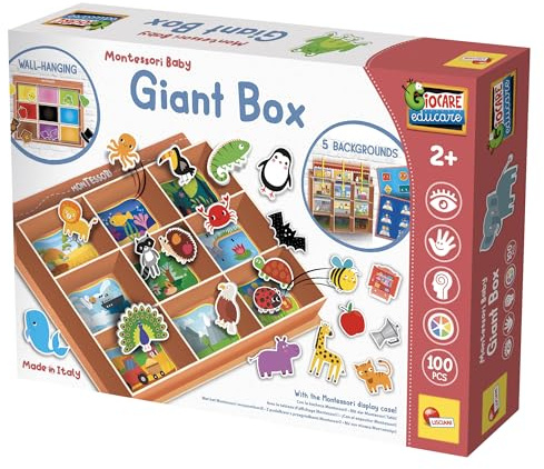 Lisciani - MONTESSORI - Boite Géante - Jeu Educatif - Fond Interchangeable - Nombreuses Activités - Classification des Objets - Pour Enfants à Partir de 2 ans