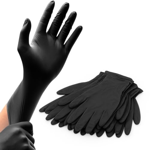 RAP Black Nitrile Disposable Exam Gloves XL Pack of 1000 Latex Free | Powder free with textured fingertip grip, bulk carton for garages, workshops, salons, catering and cleaning teams