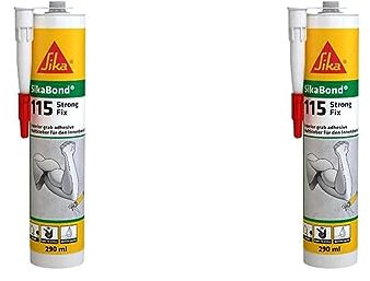 SikaBond-115 Strong Fix, Blanco, Adhesivo de montaje de fuerte agarre para interiores o exterior protegido, Alta resistencia final, 290ml (Paquete de 2)