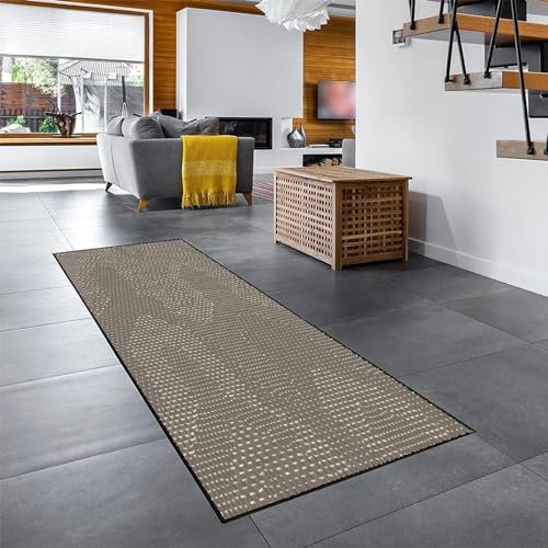 YANHONG Handwebteppich Läufer Teppich 120 x 270 cm Wetterfest waschbar rutschfest Läufer Schmutzfangmatte mit Anti-Rutsch Unterseite für Küche, Flur & Wohnraum, Grau