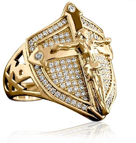 Bague croix chrétienne Jésus pour hommes, Bague Crucifix, Anneau de bouclier médiéval, Anneaux d'épée de croisé, Bague Catholique Chrétienne Bijoux pour Hommes Garçons (57)