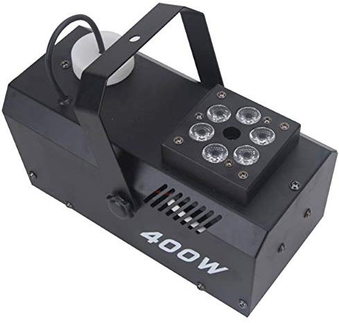 PRUJOY Fog Mini 400W Máquina de Niebla Humo portátil con Efecto de luz LED Manual o Control Remoto para Fiestas navideñas Bodas Luz de Escenario