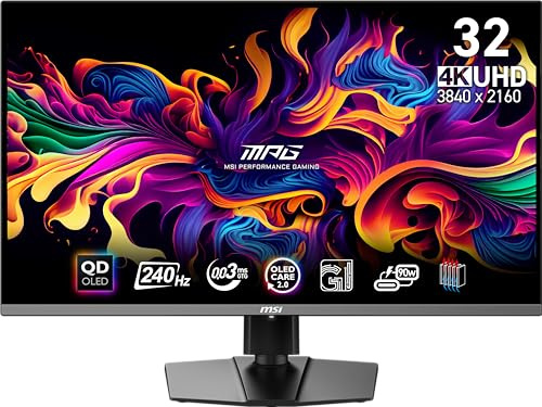MSI MPG 321URX QD-OLED écran Gaming 31.5 Pouces 4K UHD - Dalle Quantum Dot OLED 3840 x 2160, 240Hz / 0.03ms, 99% DCI-P3, ΔE≤2, DisplayHDR True Black 400, KVM, RGB - DP 1.4a, HDMI 2.1, USB Type-C