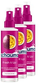 Schauma Sprayvård Fresh it Up! (3x 200 ml), spraybalsam hjälper till att reda ut håret, balsam med upp till 230 °C värmeskydd, hårbalsam för intensiv jämnhet och friskt hår