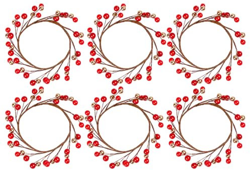 AOKWAWALIY 6 STK Beerenkerzenkranz Kerze Kleiner Kranz Weihnachtskerzenkranz Künstlicher Beerenkranz Tischdekoration Kerzenringe Für Kerzen Kerzenkranz Ring Kernstück Schaum Winter Stechpalme