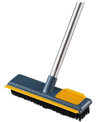 FRCOLOR Pet Hair Broom Rubber Floor Scrub Brush for Hardwood and Tiles Extendable Cleaning Brush Long Handle for Bathroom and Kitchen Floors
