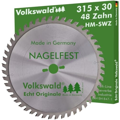 Volkswald ® HM-Sägeblatt SWZ 315 x 30 mm Z= 48 Holzfaser- Heraklithplatten Kunststoffe Acrylglas Fassadenprofile Allrounder Schalhölzern Kanthölzern mit Betonbeschlag und Nagelresten