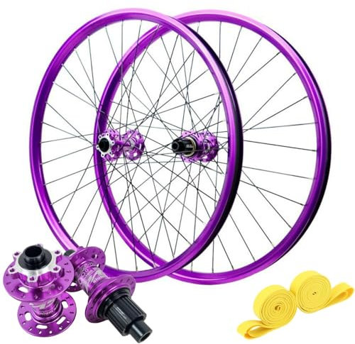 ZECHAO Mountainbike 26/27,5/29 Zoll Laufradsatz,32 Löcher Steckachse Vorne 15X110mm Hinten 12X148mm 4 Lager Sechs Nagel Scheibenbremsen Fahrradräder Wheelset(Purple-MS,27.5inch)