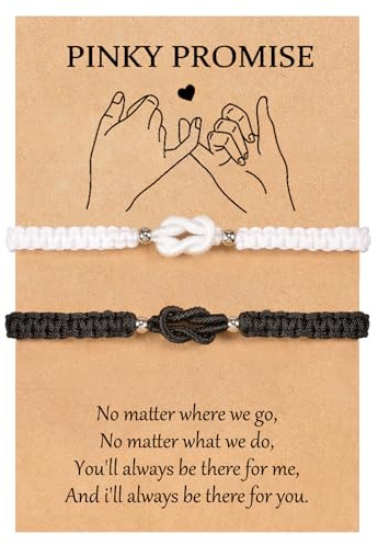 VU100 Couples Bracelets Pinky Promise Bracelets for Couple Friend Family | Birthday Gifts for Boyfriend Girlfriend Wife Husband Family Best Friend Sister Adjustable Braided Long Distance Bracelets