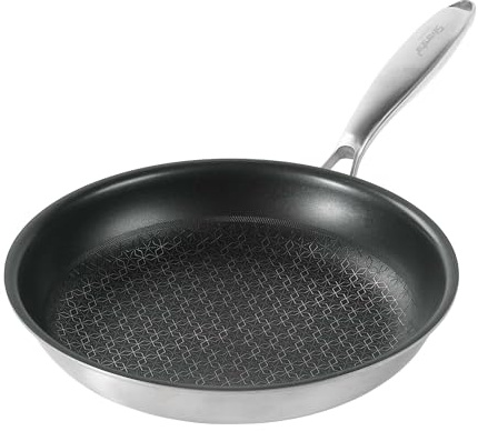 Silverstar Edelstahlpfanne 24 cm Wabenstruktur Sterne Kratzfeste Antihaft Pfanne Induktion, Wabenpfanne aus Edelstahl Mehrschichtmaterial Bratpfanne für alle Herdarten, Backofen, Spülmaschine geeignet