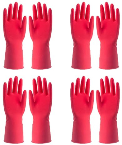 LUNCHS Putzhandschuhe 4 Paare Haushaltshandschuhe Gute Elastizität Mit Textur Gummihandschuhe Geeignet für Die Erledigung Von Hausarbeiten(XL_BASIC)