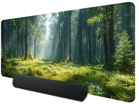 Gaming Mauspad XXL 800 x 400 mm, Grün Mousepad Groß mit Vernähte Kanten WassXerdicht Anti-Rutsch, XXL Mousepad Baum Schreibtischunterlage für PC, Laptop Verbessert Präzision und Geschwindigkeit, F-4