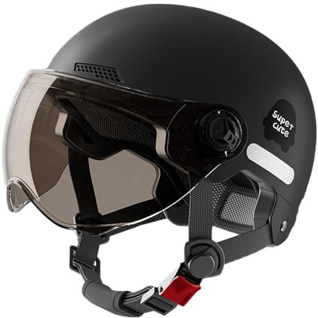 Generisch Motorradhelm Jethelm mit Sonnenblende, Fashionhelm Einstellbarer Radhelm Rennradhelm für Erwachsenen Herren Damen Moped Mofa Helm MT-B Mountainbike Helm