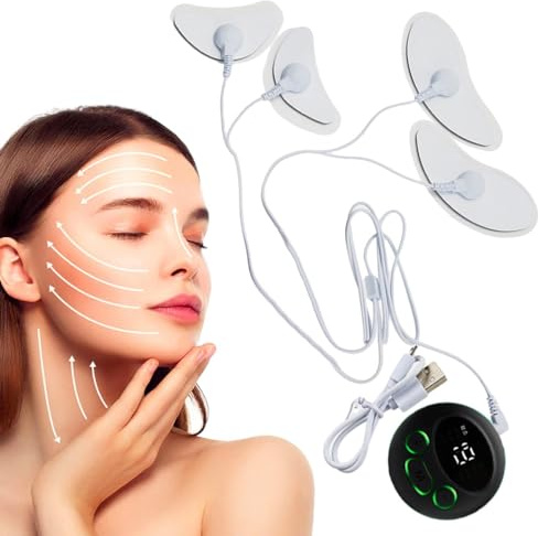 Stimolatore dei muscoli facciali - Dispositivo per il lifting del viso | Dispositivo facciale a microcorrente | Massaggiatore viso con cuscinetti patch | Stimolatore dei muscoli del viso | Massaggiato