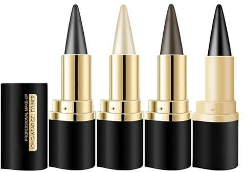 4 Pièces Ayky Eye Liner Gel, Waterproof Gel Eyeliner, Crayon Yeux Waterproof, Crème Eyeliner, Ayky Eye liner Gel Longue Tenue, Liner Anti-Taches pour Femmes et Filles
